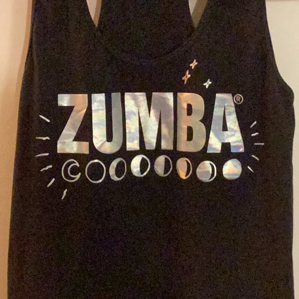 Zumba racer back black tee medium worn twice